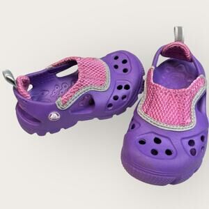 Crocs Toddler 2-3 Yrs Old Size c6/7 Water Walking Clog Shoe Slip On Purple Pink